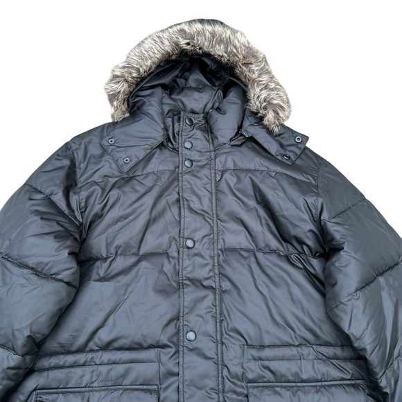 Mens Perry Ellis Puffer Jacket Removable Hood Black Size XL Portfolio Wellon - Picture 3 of 15